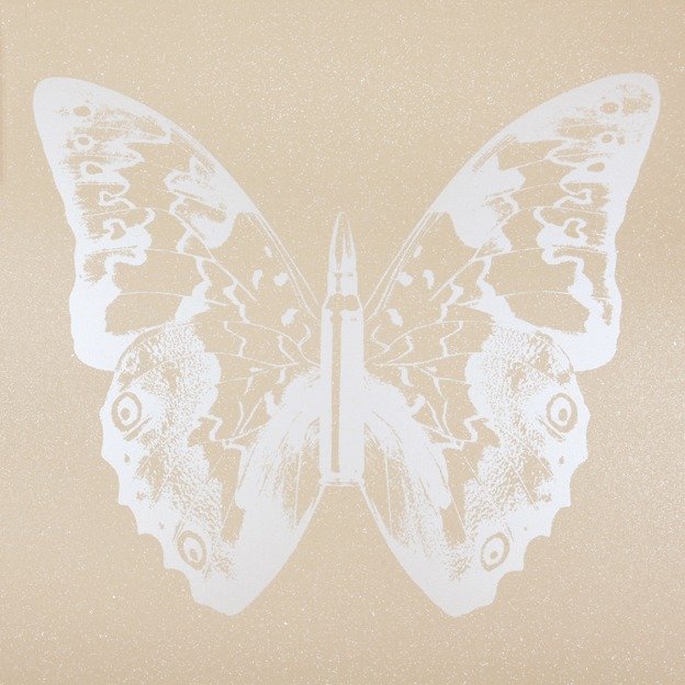 Silver Butterfly II on Beige
