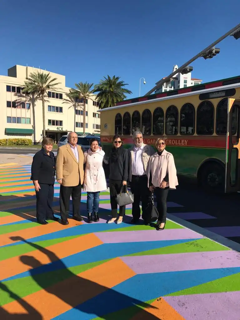 An image of a pedestrian walksaways designed by Carlos Cruz-Diez on Coral Gables