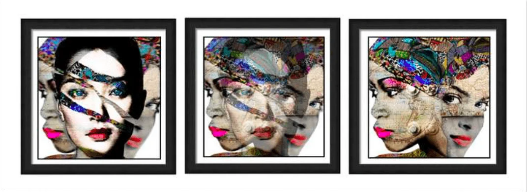 3 Continents Lenticular flip 3D 90x90cm 2017